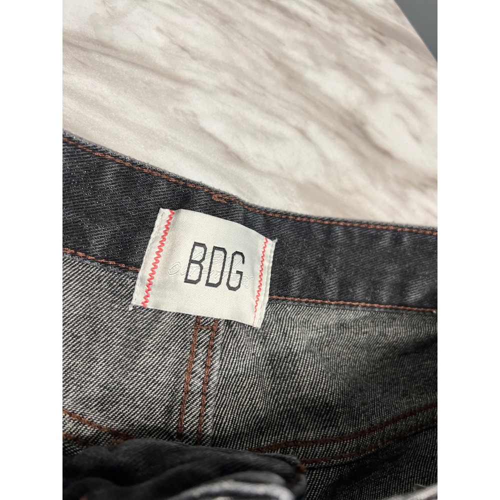 BDG Urban Outfitters A-Line Denim Shorts Washed Black Raw Hem Size 29 - Picture 3 of 5